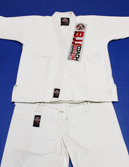 Overhead view of the BJJ Association Gi – Basic in white